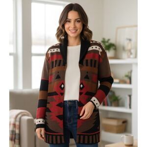 Storybook Knits Cardigan Sweater Southwestern Aztec Western Womens Size M